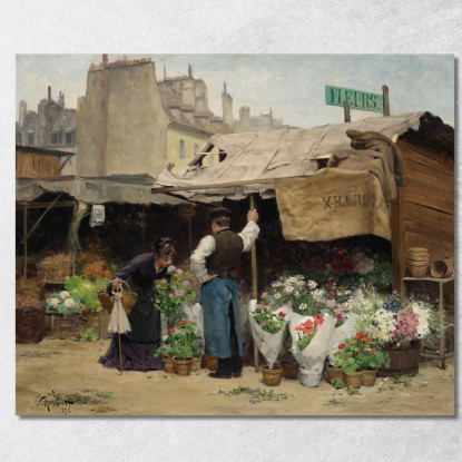 Al Mercato Dei Fiori Victor Gabriel Gilbert vgg7 quadro stampato su tela