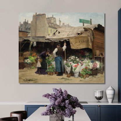 Al Mercato Dei Fiori Victor Gabriel Gilbert vgg7 quadro stampato su tela