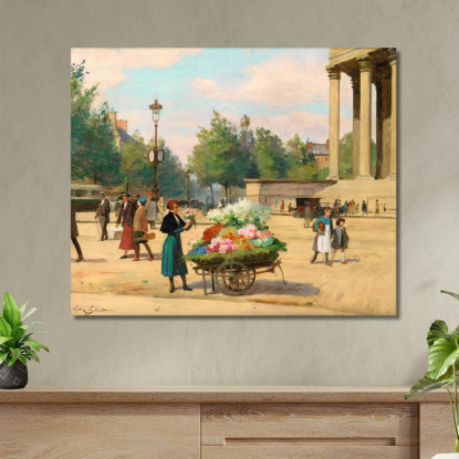 Venditrice Di Fiori Davanti Alla Chiesa Della Madeleine Parigi Victor Gabriel Gilbert vgg10 quadro stampato su tela