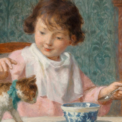 Giovane Ragazza Con Il Gatto Victor Gabriel Gilbert vgg14 quadro stampato su tela