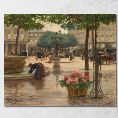La Place Du Théâtre Français Victor Gabriel Gilbert vgg17 quadro stampato su tela