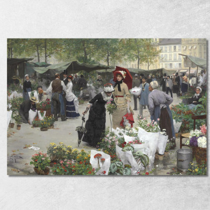 Il Mercato Dei Fiori Victor Gabriel Gilbert vgg23 quadro stampato su tela