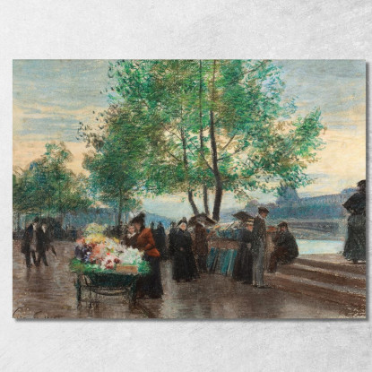 Mercanti Sulle Rive Della Senna Parigi Victor Gabriel Gilbert vgg27 quadro stampato su tela