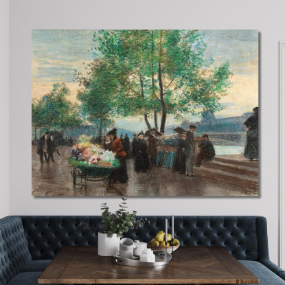 Mercanti Sulle Rive Della Senna Parigi Victor Gabriel Gilbert vgg27 quadro stampato su tela