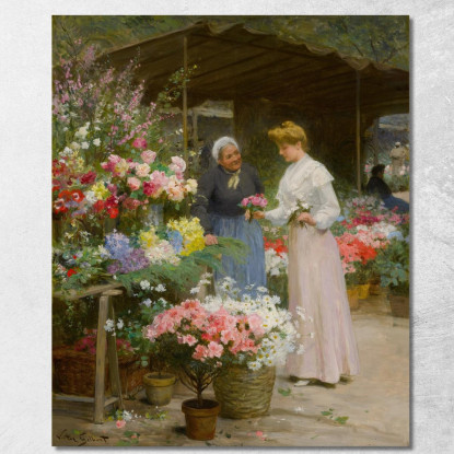 Mercato Dei Fiori Della Madeleine: L'Imbarazzo Della Scelta Victor Gabriel Gilbert vgg28 quadro stampato su tela