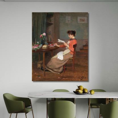 Leggendo Le Notizie Victor Gabriel Gilbert vgg29 quadro stampato su tela