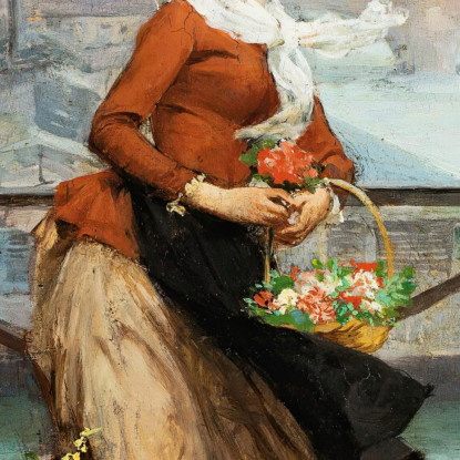 Il Venditore Di Fiori Sul Pont Des Arts Parigi Victor Gabriel Gilbert vgg36 quadro stampato su tela