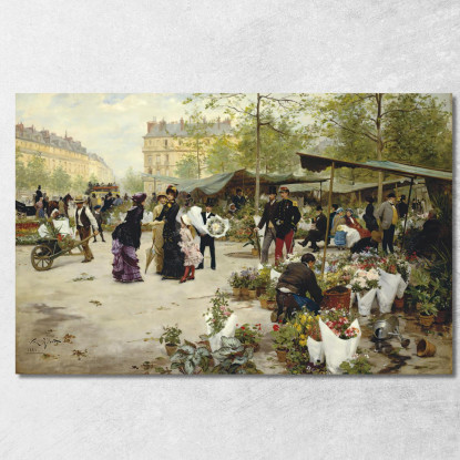 Il Mercato Inferiore Parigi Victor Gabriel Gilbert vgg38 quadro stampato su tela