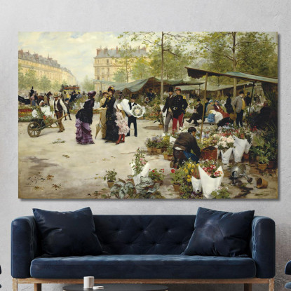 Il Mercato Inferiore Parigi Victor Gabriel Gilbert vgg38 quadro stampato su tela