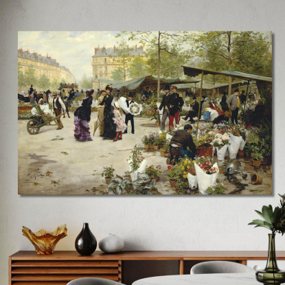 Il Mercato Inferiore Parigi Victor Gabriel Gilbert vgg38 quadro stampato su tela
