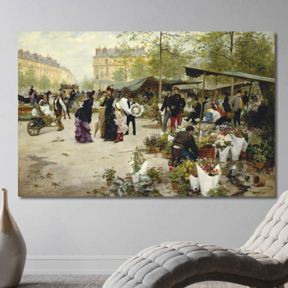 Il Mercato Inferiore Parigi Victor Gabriel Gilbert vgg38 quadro stampato su tela