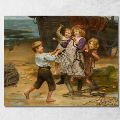 La Pesca Del Giorno Arthur John Elsley aje13 quadro stampato su tela