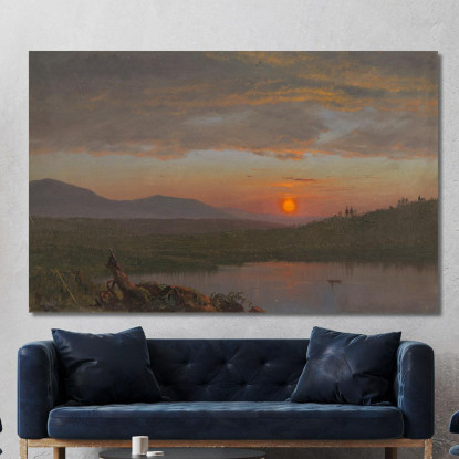 Valle Dell'Hudson New York Al Tramonto Frederic Edwin Church fec22 quadro stampato su tela