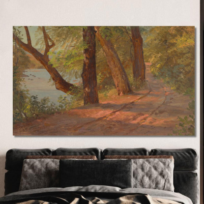 Paesaggio Dal Nord America: Strada Vicino A Un Lago Frederic Edwin Church fec32 quadro stampato su tela