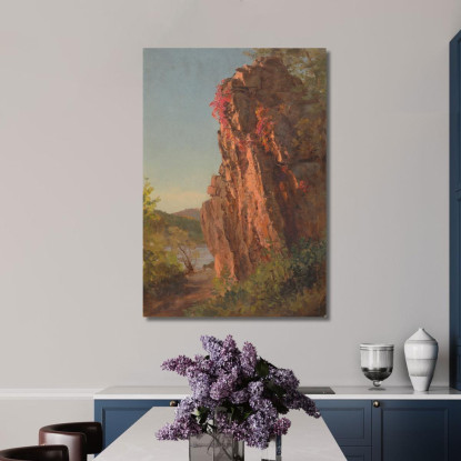 Paesaggio Con Grande Roccia Possibilmente Carolina Del Nord Frederic Edwin Church fec36 quadro stampato su tela