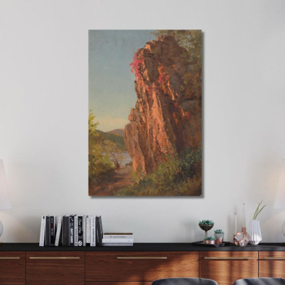 Paesaggio Con Grande Roccia Possibilmente Carolina Del Nord Frederic Edwin Church fec36 quadro stampato su tela