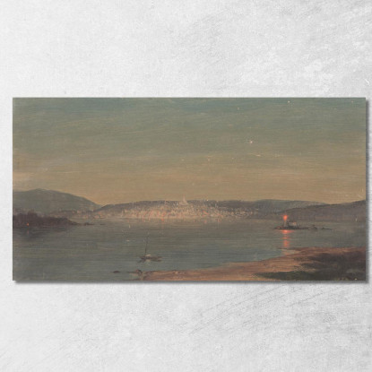 Veduta Notturna Di Un Porto Frederic Edwin Church fec61 quadro stampato su tela