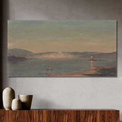 Veduta Notturna Di Un Porto Frederic Edwin Church fec61 quadro stampato su tela