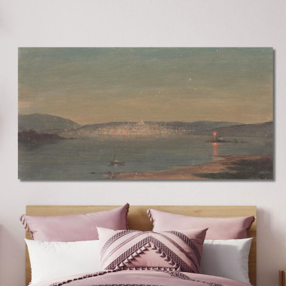 Veduta Notturna Di Un Porto Frederic Edwin Church fec61 quadro stampato su tela