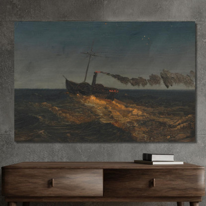 Piroscafo A Ruote Al Tramonto Frederic Edwin Church fec64 quadro stampato su tela