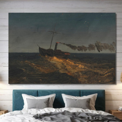 Piroscafo A Ruote Al Tramonto Frederic Edwin Church fec64 quadro stampato su tela