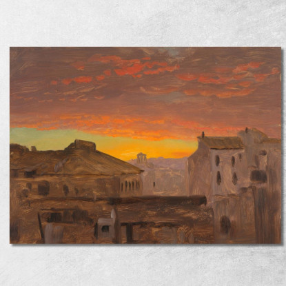 Tetti Di Roma Al Tramonto Frederic Edwin Church fec71 quadro stampato su tela
