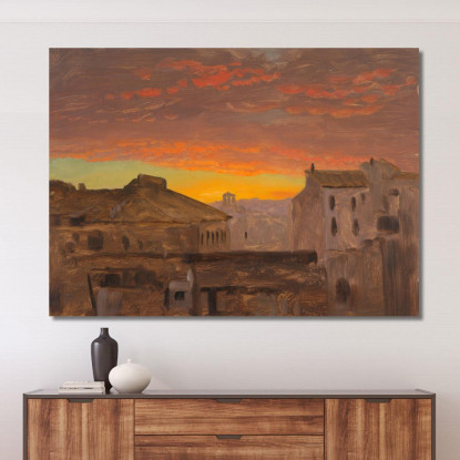 Tetti Di Roma Al Tramonto Frederic Edwin Church fec71 quadro stampato su tela