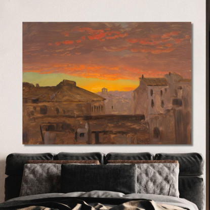 Tetti Di Roma Al Tramonto Frederic Edwin Church fec71 quadro stampato su tela