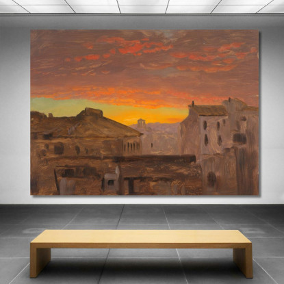 Tetti Di Roma Al Tramonto Frederic Edwin Church fec71 quadro stampato su tela