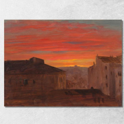 Tetti Al Tramonto Dal Pincio Roma Frederic Edwin Church fec72 quadro stampato su tela