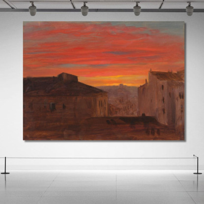Tetti Al Tramonto Dal Pincio Roma Frederic Edwin Church fec72 quadro stampato su tela