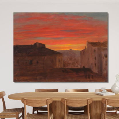 Tetti Al Tramonto Dal Pincio Roma Frederic Edwin Church fec72 quadro stampato su tela
