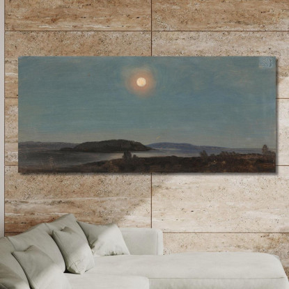 Sole O Luna Che Sorge Sulle Isole Porcupine Bar Harbor Frederic Edwin Church fec80 quadro stampato su tela