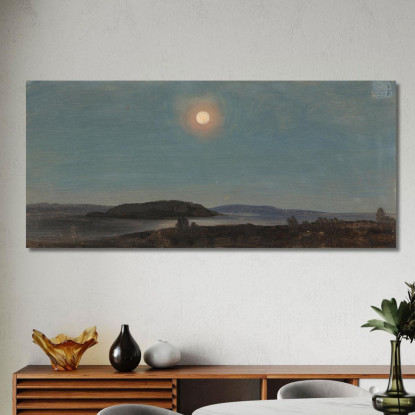 Sole O Luna Che Sorge Sulle Isole Porcupine Bar Harbor Frederic Edwin Church fec80 quadro stampato su tela