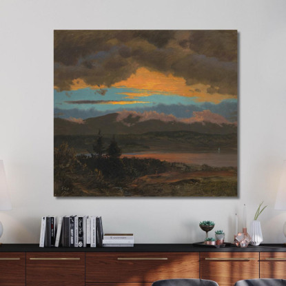 Tramonto Sulla Valle Dell'Hudson New York Frederic Edwin Church fec85 quadro stampato su tela