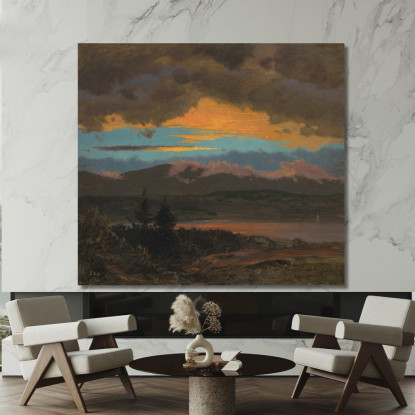 Tramonto Sulla Valle Dell'Hudson New York Frederic Edwin Church fec85 quadro stampato su tela