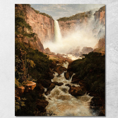 Le Cascate Di Tequendama Vicino A Bogotá Nuova Granada Frederic Edwin Church fec102 quadro stampato su tela