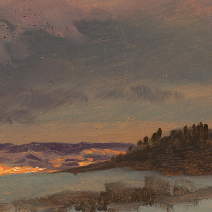 Paesaggio Invernale Con Blue Hill Al Tramonto Hudson New York Frederic Edwin Church fec124 quadro stampato su tela