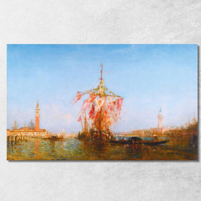 Barca Addobbata Sul Bacino Di Venezia Félix Ziem fzm6 quadro stampato su tela