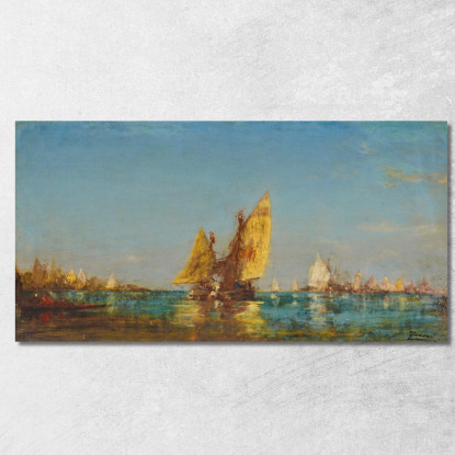 Barche Félix Ziem fzm7 quadro stampato su tela