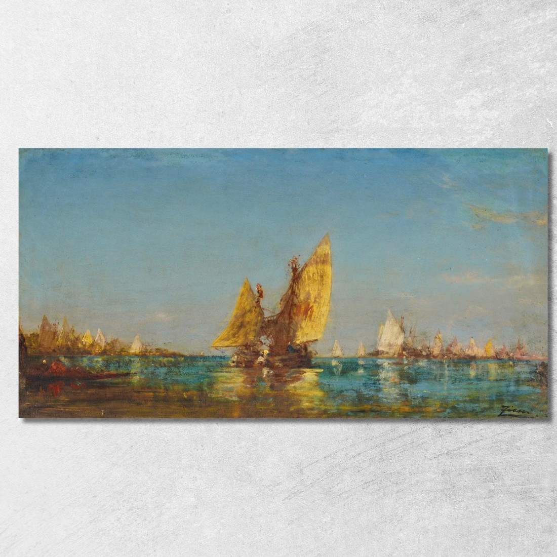 Barche Félix Ziem fzm7 quadro stampato su tela