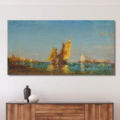 Barche Félix Ziem fzm7 quadro stampato su tela