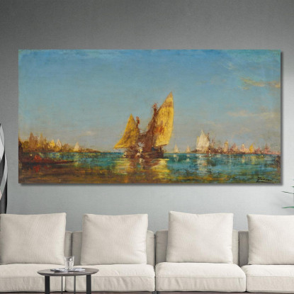 Barche Félix Ziem fzm7 quadro stampato su tela