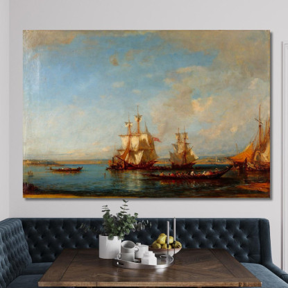 Caicchi E Barche A Vela Sul Bosforo Félix Ziem fzm12 quadro stampato su tela