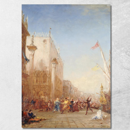 Carnevale A Venezia Riva Degli Schiavoni Félix Ziem fzm14 quadro stampato su tela