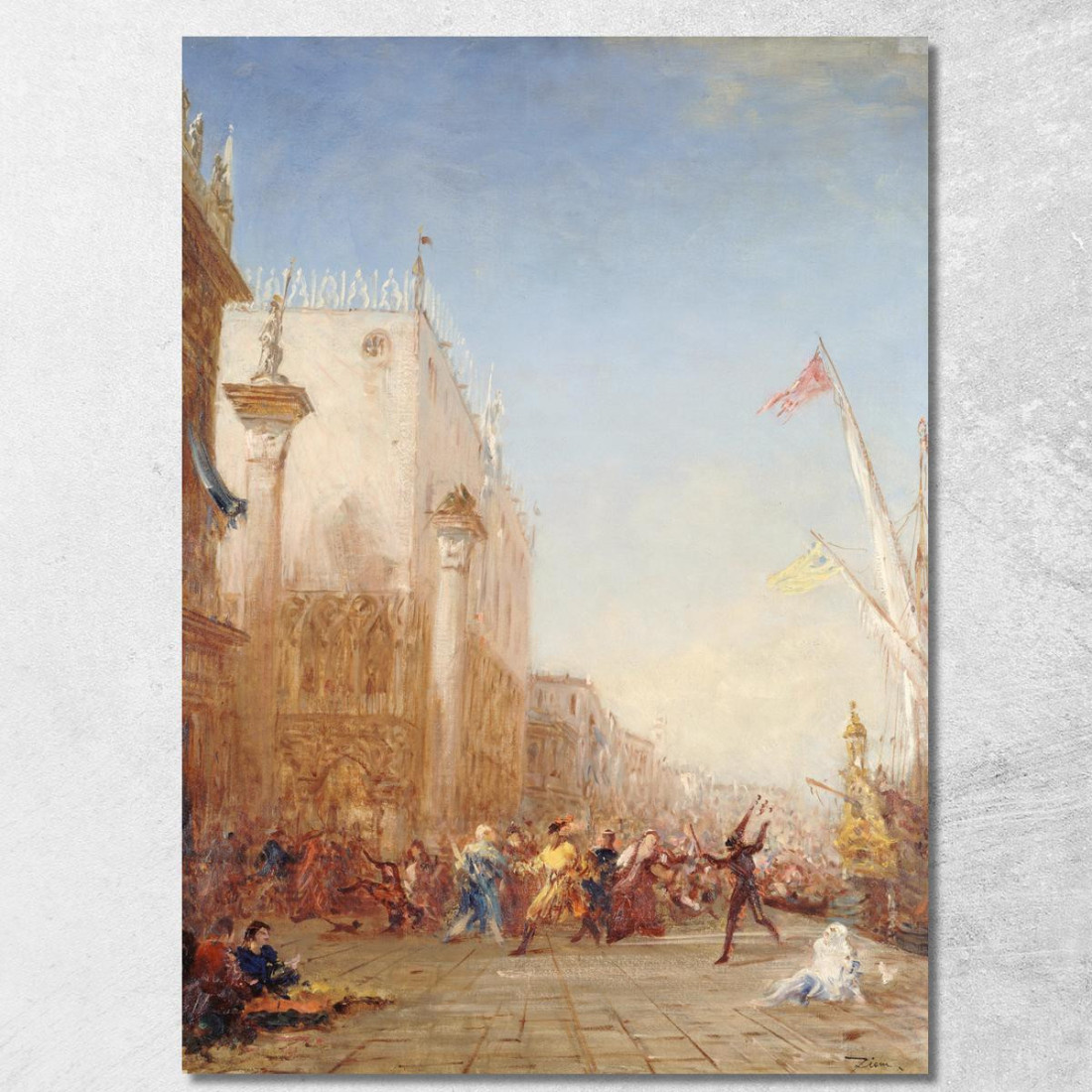 Carnevale A Venezia Riva Degli Schiavoni Félix Ziem fzm14 quadro stampato su tela