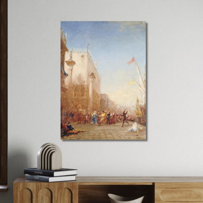 Carnevale A Venezia Riva Degli Schiavoni Félix Ziem fzm14 quadro stampato su tela