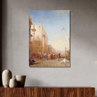 Carnevale A Venezia Riva Degli Schiavoni Félix Ziem fzm14 quadro stampato su tela