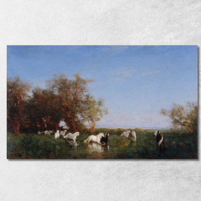 Cavalli Selvaggi In Camargue Félix Ziem fzm16 quadro stampato su tela