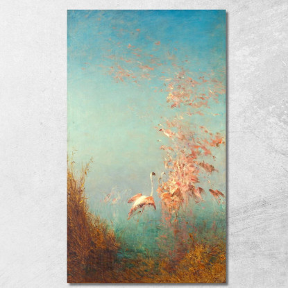 Volo Di Fenicotteri Rosa Stagno Di Vaccarès Félix Ziem fzm29 quadro stampato su tela